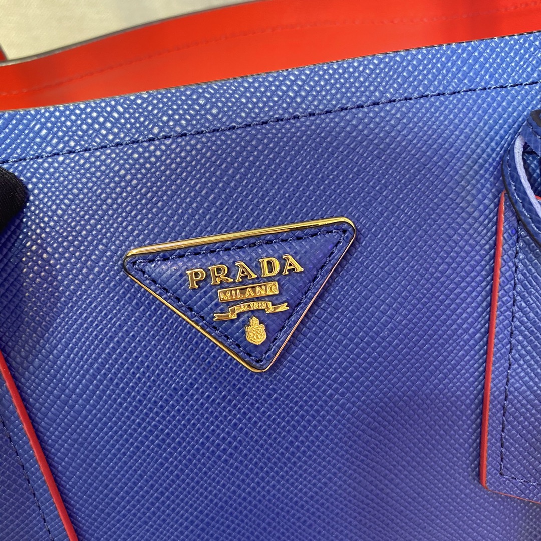 Prada Double Saffiano Leather Bag Shoulder Bag Blue 1BG775